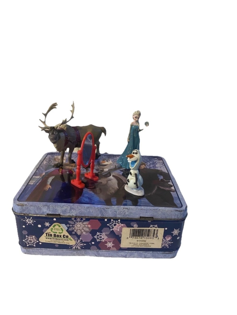 Disney Frozen Tin Lunch Box Anna & Elsa Olaf Seven Toy Figure Characters